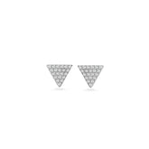 Mini Triangle Pavé Silver Earrings, White Rhodium, Premium Cubic Zirconia  + Give Magic Gift